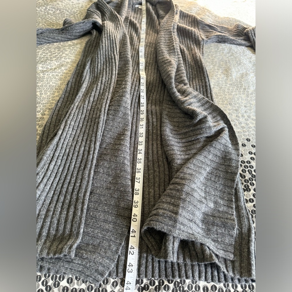 Extra Long Drop Shoulder Gray Sweater Robe - Picture 9 of 12